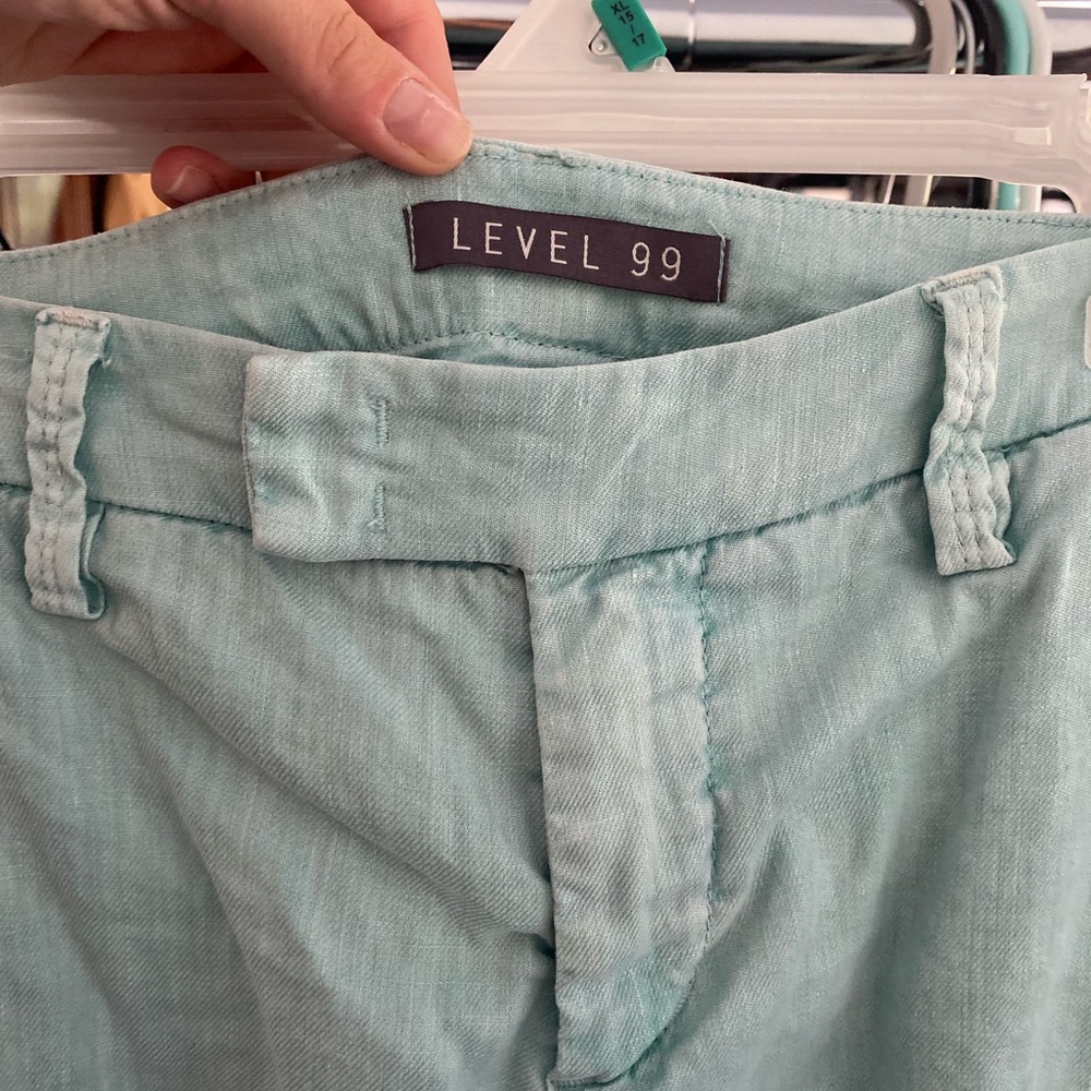 Level 99 Linen Aqua shorts